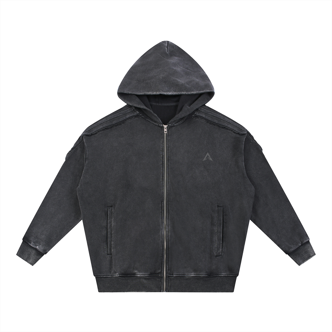 Anti Muse Raw Edge Zip Logo Hoodie