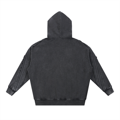 Anti Muse Raw Edge Zip Logo Hoodie