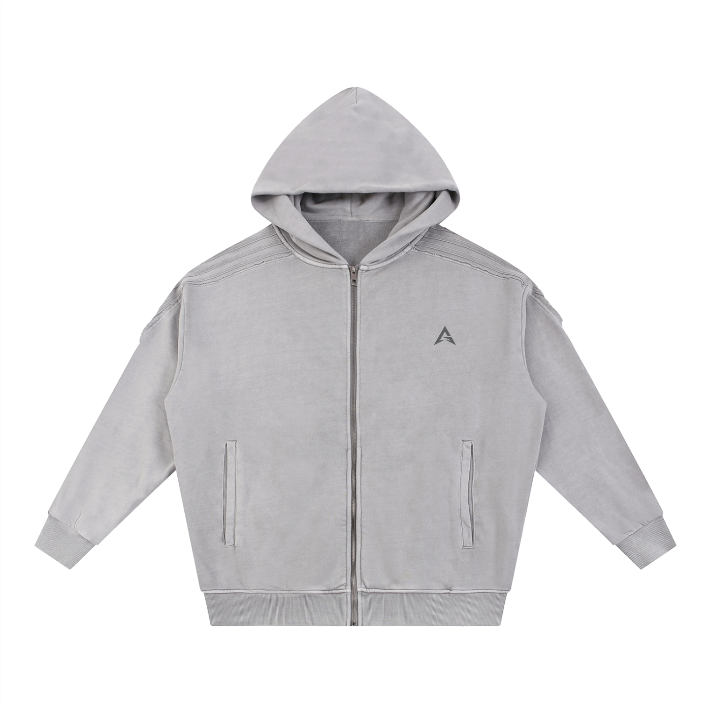 Anti Muse Raw Edge Zip Logo Hoodie