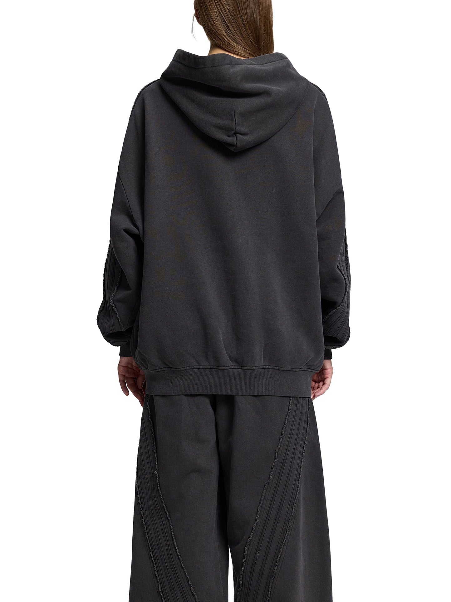 Anti Muse Raw Edge Zip Logo Hoodie